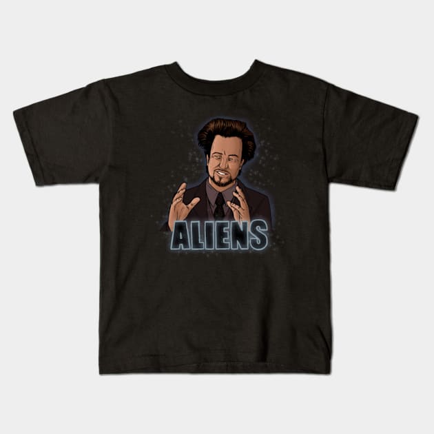 The Aliens Guy (Giorgio Tsoukalos) Color Kids T-Shirt by jleonardart